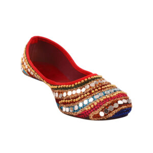 Handcrafted Multicolor Traditional Ethnic Jutti for Women – Mirror Work & Beaded Indian Mojri, Festive & Wedding Wear